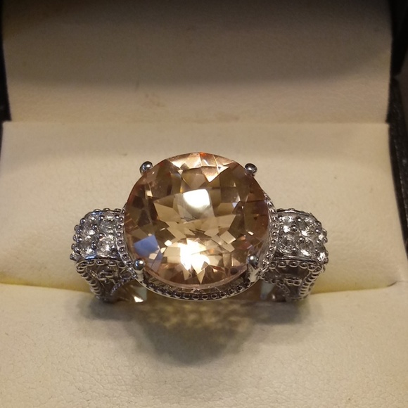 estate 925 Jewelry - 10ctw Genuine Morganite Platinum/925
